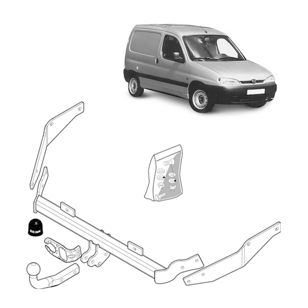 Brink Towbar European for Peugeot Partner (08/2005 - 03/2008), Citroen Berlingo (07/1996 - 03/2008), Citroen Berlingo (07/1999 - 03/2008), Peugeot Partner (06/1996 - 03/2008)