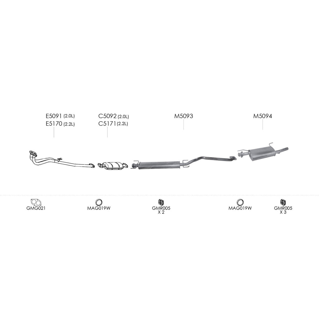Unbranded Exhaust System for Holden Vectra (06/1997 - 03/2003)
