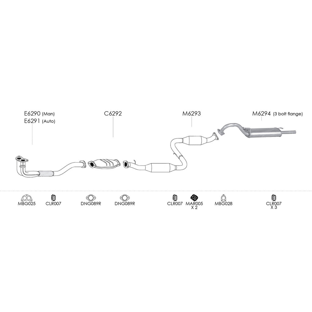 Unbranded Exhaust System for Hyundai Sonata (03/1989 - 02/1992)