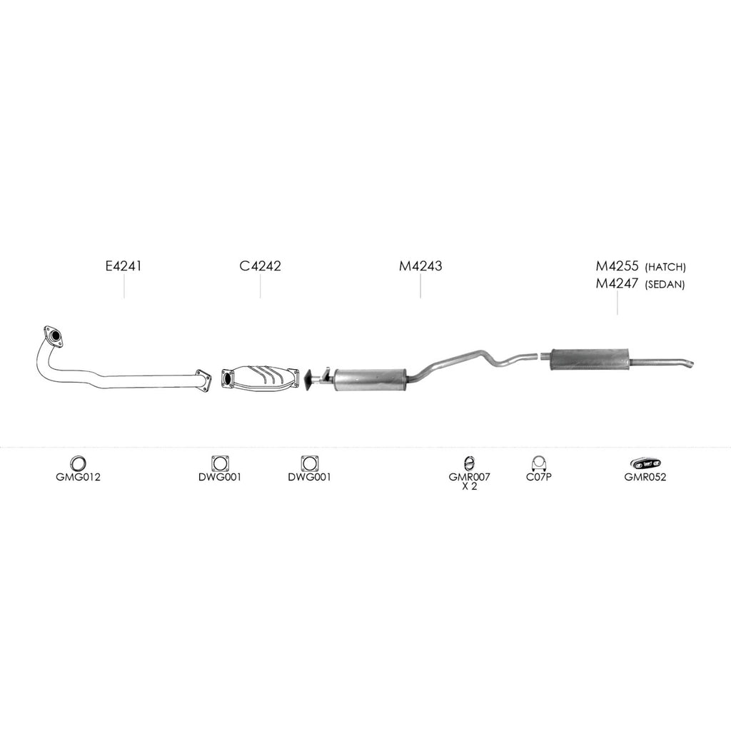 Unbranded Exhaust System for Daewoo 1.5i (07/1994 - 10/1995)