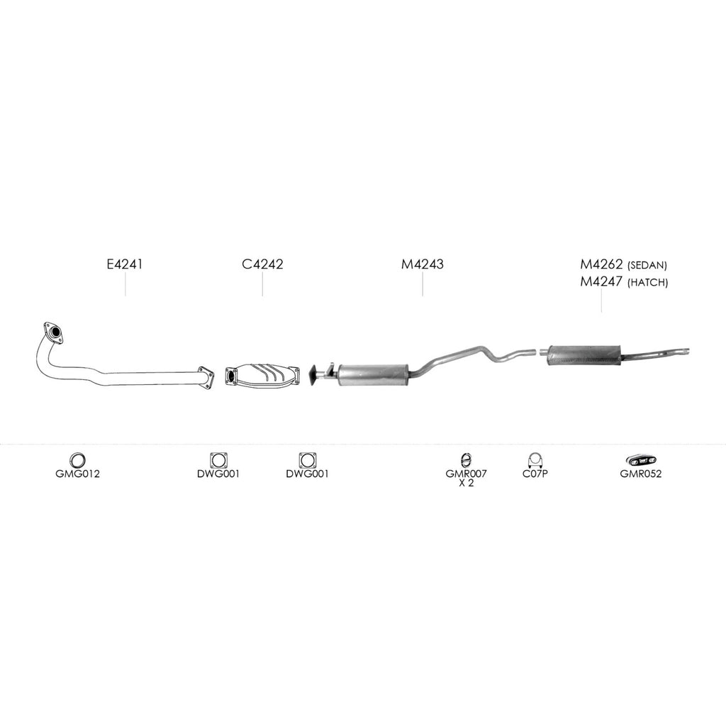 Unbranded Exhaust System for Daewoo Cielo (02/1995 - 08/1997)