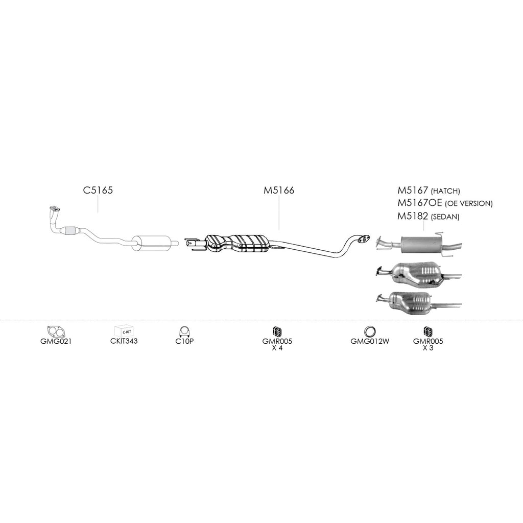 Unbranded Exhaust System for Holden Astra (02/1998 - 08/2000)