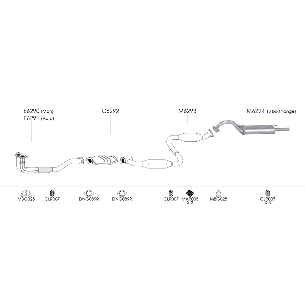 Unbranded Exhaust System for Hyundai Sonata (03/1989 - 02/1992)