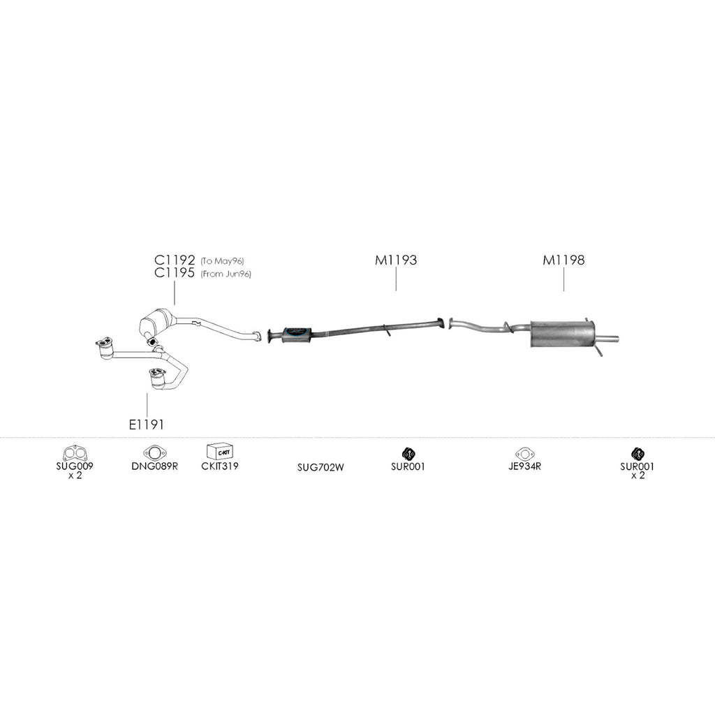 Unbranded Exhaust System for Subaru Liberty (02/1994 - 11/1998)