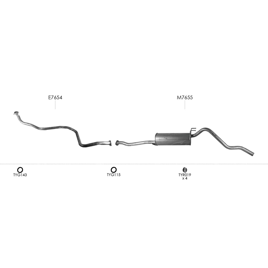 Unbranded Exhaust System for Toyota Hilux (10/1988 - 12/1997)
