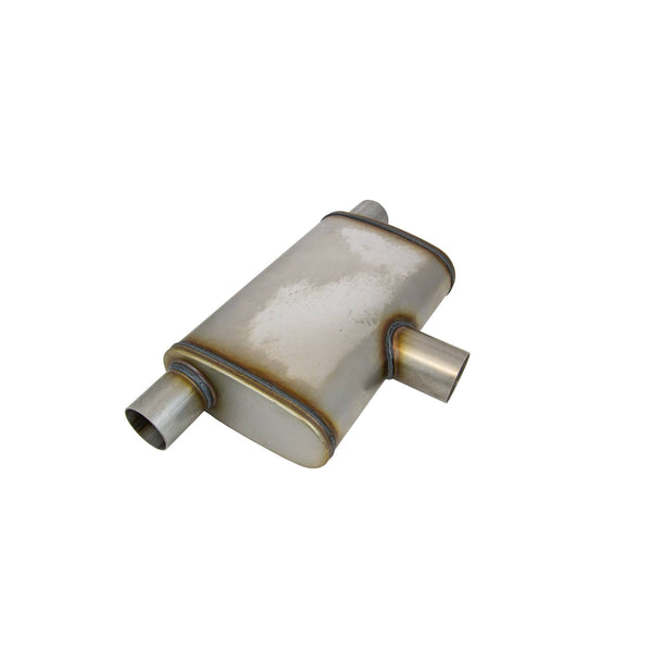 2.5" East West Performance Muffler ( 14" Long, 9" x 4", Centre 2.5" In Twin 2.25" Out )