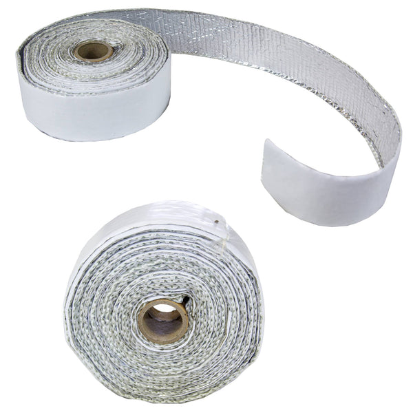 HEAT TAPE GLASS WHITE FOIL 40MM X 2MM X 5M FOIL ONE SIDE ADHESIVE OTHER SIDE
