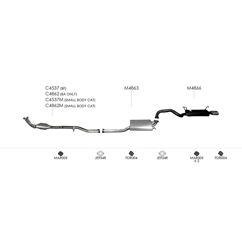 Unbranded Exhaust System for Ford Falcon (09/2002 - 12/2007), Fairlane (09/2002 - 12/2007)