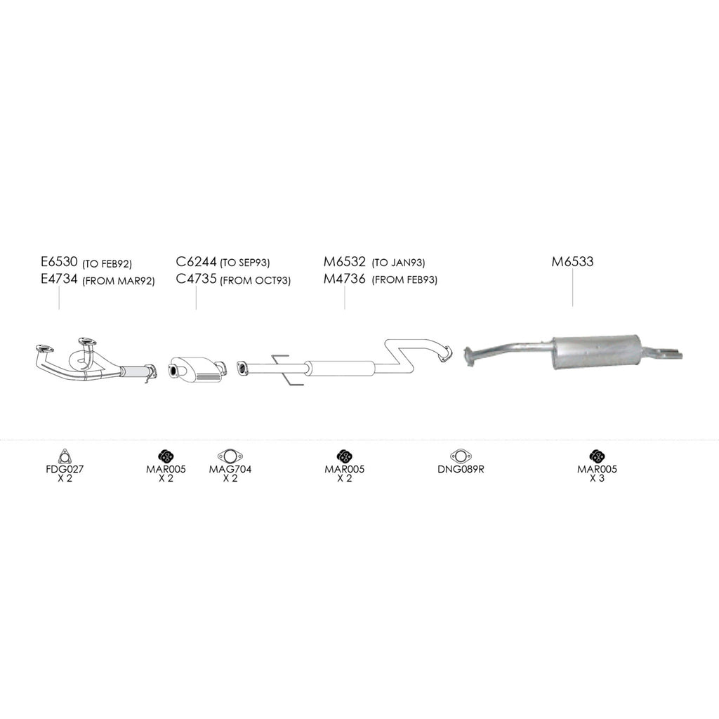 Unbranded Exhaust System for Ford Telstar (01/1992 - 11/1996)