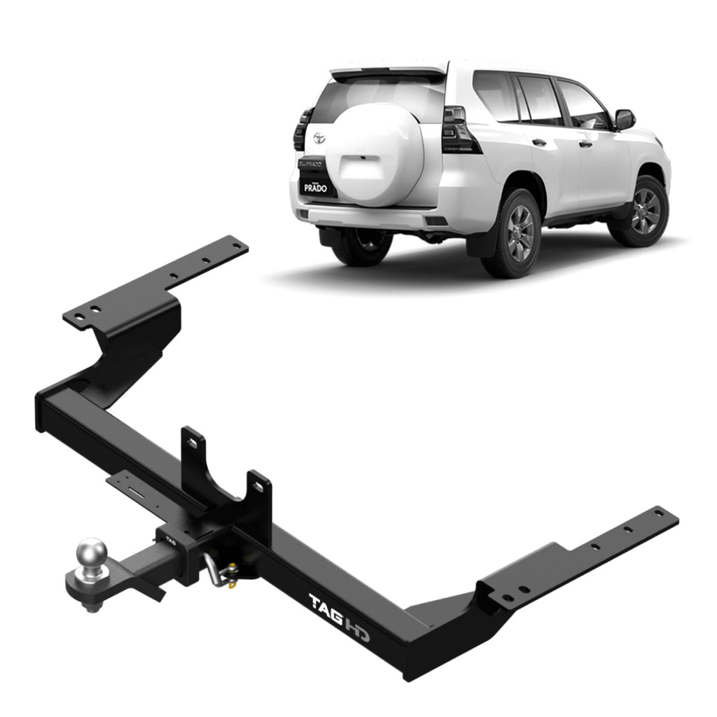 TAG Heavy Duty Towbar for Toyota Prado 150 Series with Spare Wheel on Back Door (11/2009 - 06/2024)