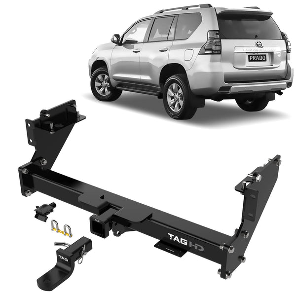 TAG Heavy Duty Towbar & Direct Fit Wiring for Toyota Prado 150 Series With Spare Wheel Underneath (08/2009 - 06/2024)