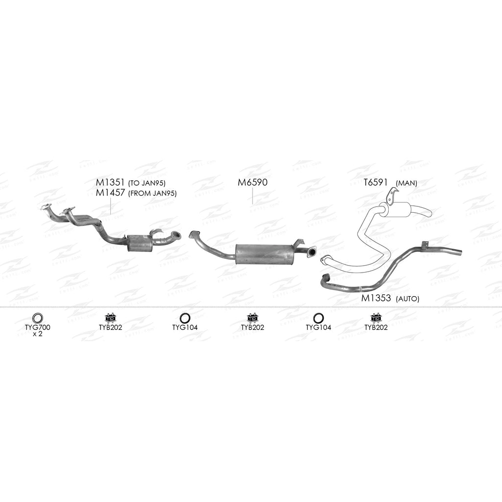Unbranded Exhaust System for Toyota Landcruiser (01/1992 - 01/1998)