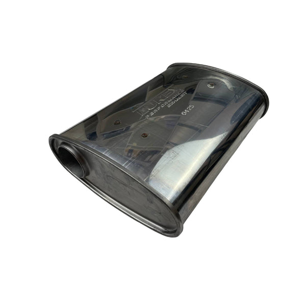 2.25" 10" x 4"  14" Lukey Turb O/C Triple Flow Muffler 430  Stainless Steel